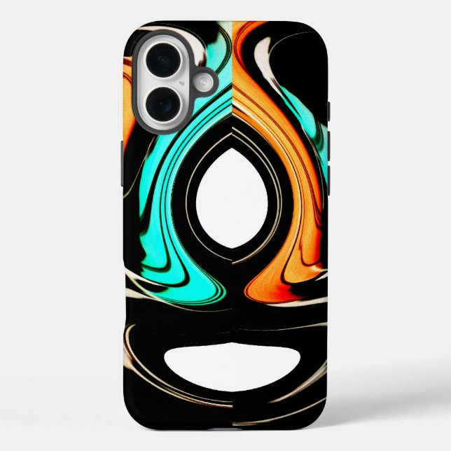 Ethereal Fluidity | Black, Cyan, & White Abstract  Case-Mate iPhone Case (Back)
