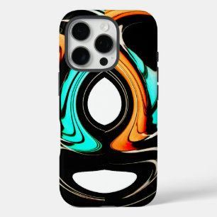 Ethereal Fluidity   Black, Cyan, & White Abstract  iPhone 16 Pro Case