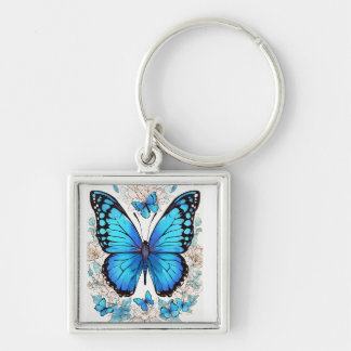 Ethereal Flutter: Minimalist Butterfly Silhouette  Keychain