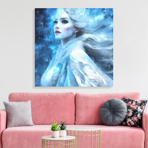 Ethereal Frozen Snow Queen Fantasy Art Canvas Print