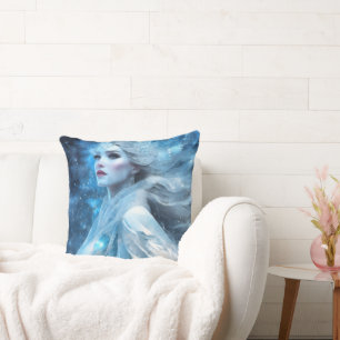 Ethereal Frozen Snow Queen Fantasy Art Throw Pillow