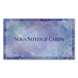 Ethereal Galaxy Frostwork Icy Blue Violet Winter Magnetic Business Card