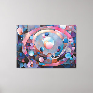 Ethereal Geometry: Retro Blues Pinks Glass Effect Canvas Print