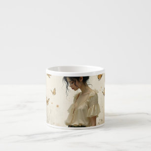 Ethereal Girl with Butterflies in Nature Espresso Cup