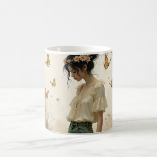Ethereal Girl with Butterflies in Nature Magic Mug