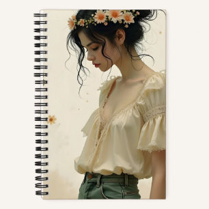 Ethereal Girl with Butterflies in Nature Notebook