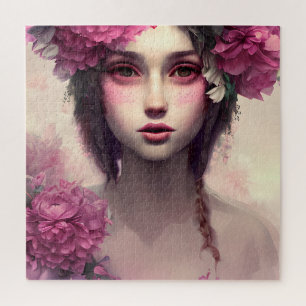 Ethereal Girl with Pink Freckles Jigsaw Puzzle