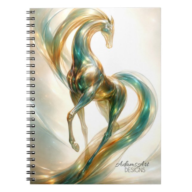 Ethereal Glass Horse Flow – Fantasy Abstract Notebook (Front)