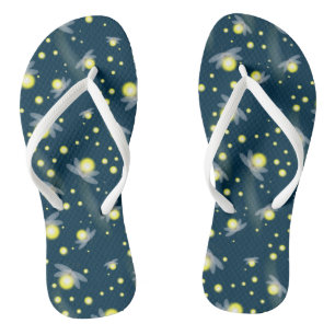 Ethereal Glowing Fireflies at Night Pattern Flip Flops