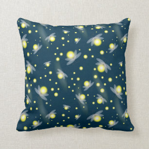 Ethereal Glowing Fireflies at Night Pattern Throw Pillow
