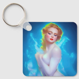Ethereal Goddess Portrait – Surreal Fantasy Keychain