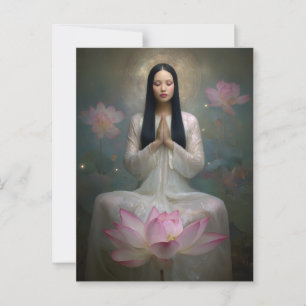 Ethereal Goddess Quan Yin High Frequency Floral Postcard