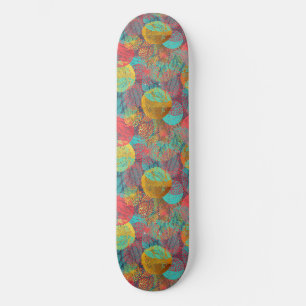 Ethereal Golden Blossoms - Seamless Floral Harmony Skateboard