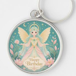Ethereal Golden-Winged Fairy Angel Keychain