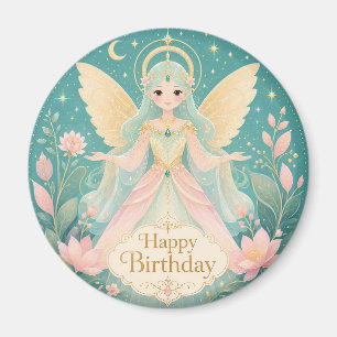 Ethereal Golden-Winged Fairy Angel Magnet