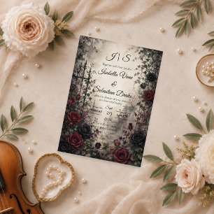 Ethereal Gothic Floral Wedding Invitation