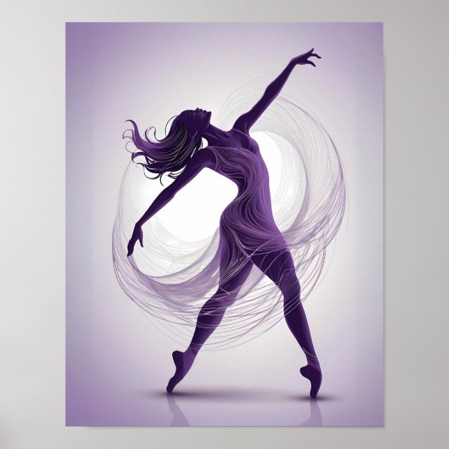Ethereal Grace Purple Ballet Dancer in Motion Poster (Front)