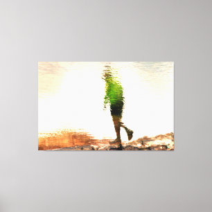 Ethereal Green Figure Water Reflection Abstract Canvas Print