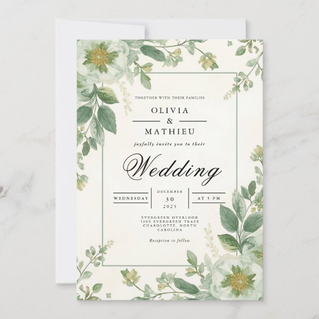 Ethereal Greenery Arch Wedding Invitation (Front)