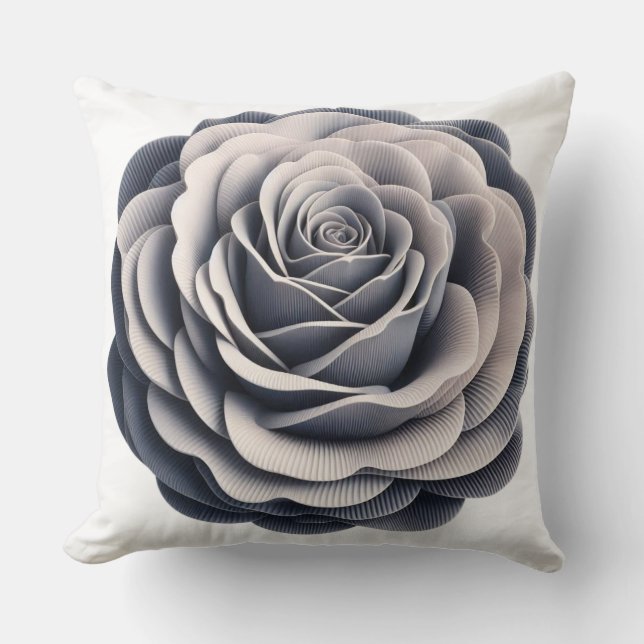Ethereal Grey Rose Throw Pillow (Front)