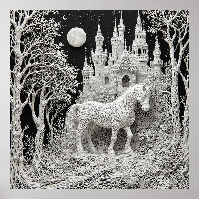 Ethereal Horse and Enchanted Castle Poster (Front)