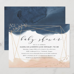Ethereal Indigo and Blush Baby Shower Invitation