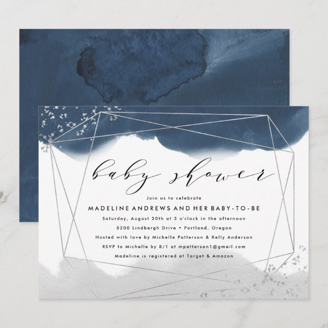 Ethereal | Indigo and Grey Baby Shower Invitation (Front/Back)