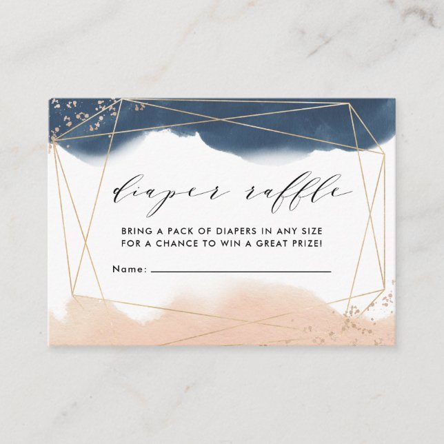 Ethereal Indigo & Blush Diaper Raffle Ticket Cards (Front)
