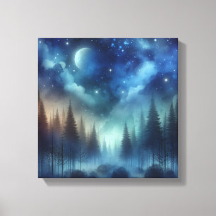 Ethereal Indigo Forest – Back to School Art Canvas Print
