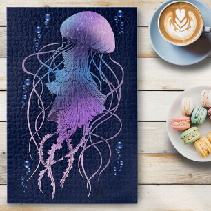 Ethereal Jellyfish Violet Blue Jigsaw Puzzle