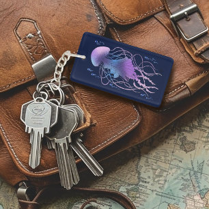 Ethereal Jellyfish Violet Blue Keychain