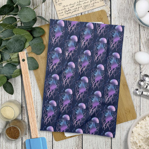 Ethereal Jellyfish Violet Blue Kitchen Towel