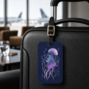 Ethereal Jellyfish Violet Blue Luggage Tag