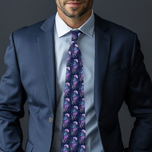 Ethereal Jellyfish Violet Blue Tie