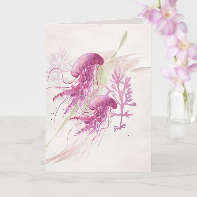 Ethereal Jellyfsh Wattercolor Card (Orchid)