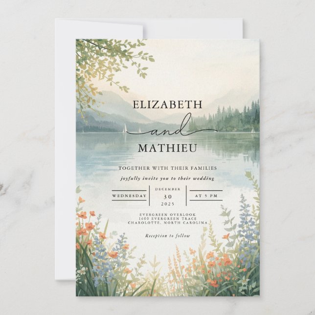 Ethereal Landscape Watercolor Wedding Invitation (Front)