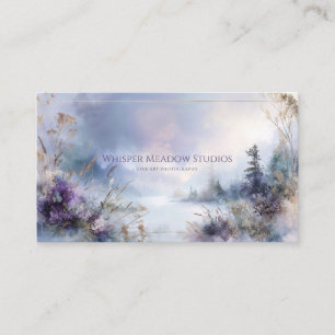 Ethereal Lavender and Gold Mountain Lake Business Card