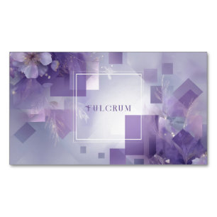 Ethereal Lavender Floral Geometric Square Cosmic Magnetic Business Card
