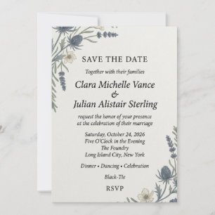 Ethereal Lavender & Thistle Watercolor Wedding Invitation