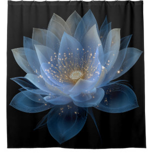 Ethereal Lotus Flower - Blue Black Floral