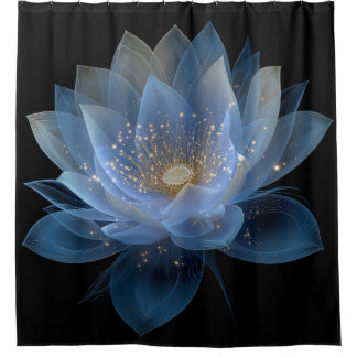 Ethereal Lotus Flower - Blue Black Floral 