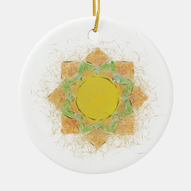 Ethereal Lotus Flower Ceramic Ornament (Front)