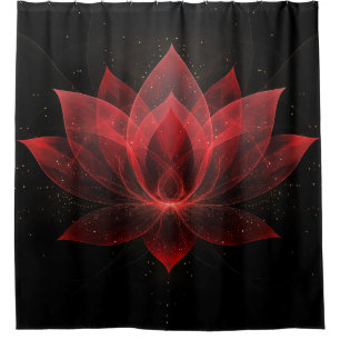 Ethereal Lotus Flower - Crimson Red Black Floral