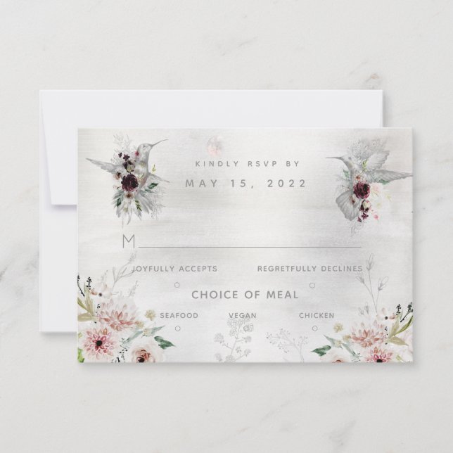 Ethereal Love Mariage 3 Repas Choix Carte RSVP (Devant)