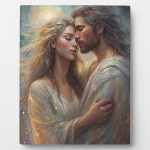 Ethereal Lovers Dreamy Romantic Oil Print Plaque