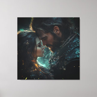 Ethereal Lovers in a Stormy Night Canvas Print