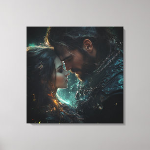 Ethereal Lovers in a Stormy Night Canvas Print
