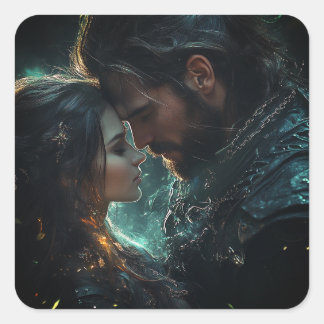 Ethereal Lovers in a Stormy Night Square Sticker