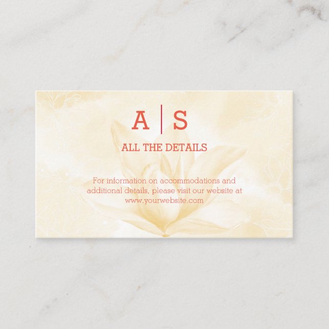 Ethereal Magnolia Flower, Wedding Details Enclosure Card (Front)