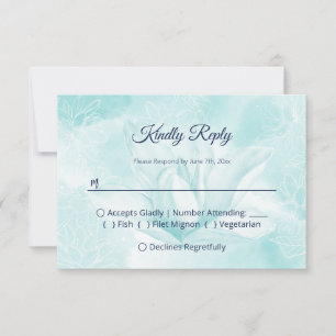 Ethereal Magnolia Flower, Wedding  RSVP Card